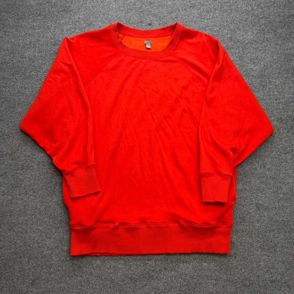 Aerie Womens L Red Orange Raglan Sleeve Fleece Lined Crew Neck Sweatshirt